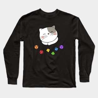 Colorful Dice with Cute Cat Long Sleeve T-Shirt